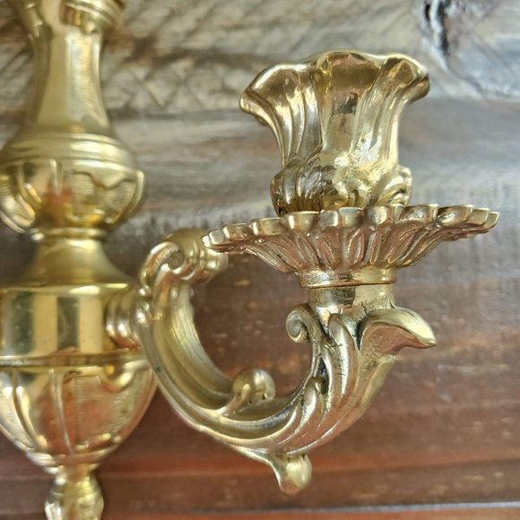 Vintage Mod Dep Brass Wall Sconce Candle Holder - Picture 5 of 15